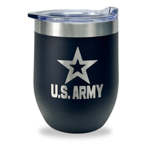 Load image into Gallery viewer, Army Star Stainless Steel Laser Etched 16oz Cooler (Black)