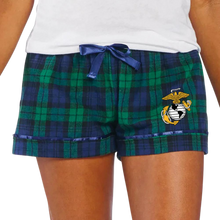 Load image into Gallery viewer, Marines Ladies EGA Logo Flannel Shorts (Blackwatch)