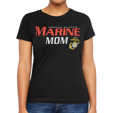 Load image into Gallery viewer, Ladies United States Marine Mom T-Shirt (Black)