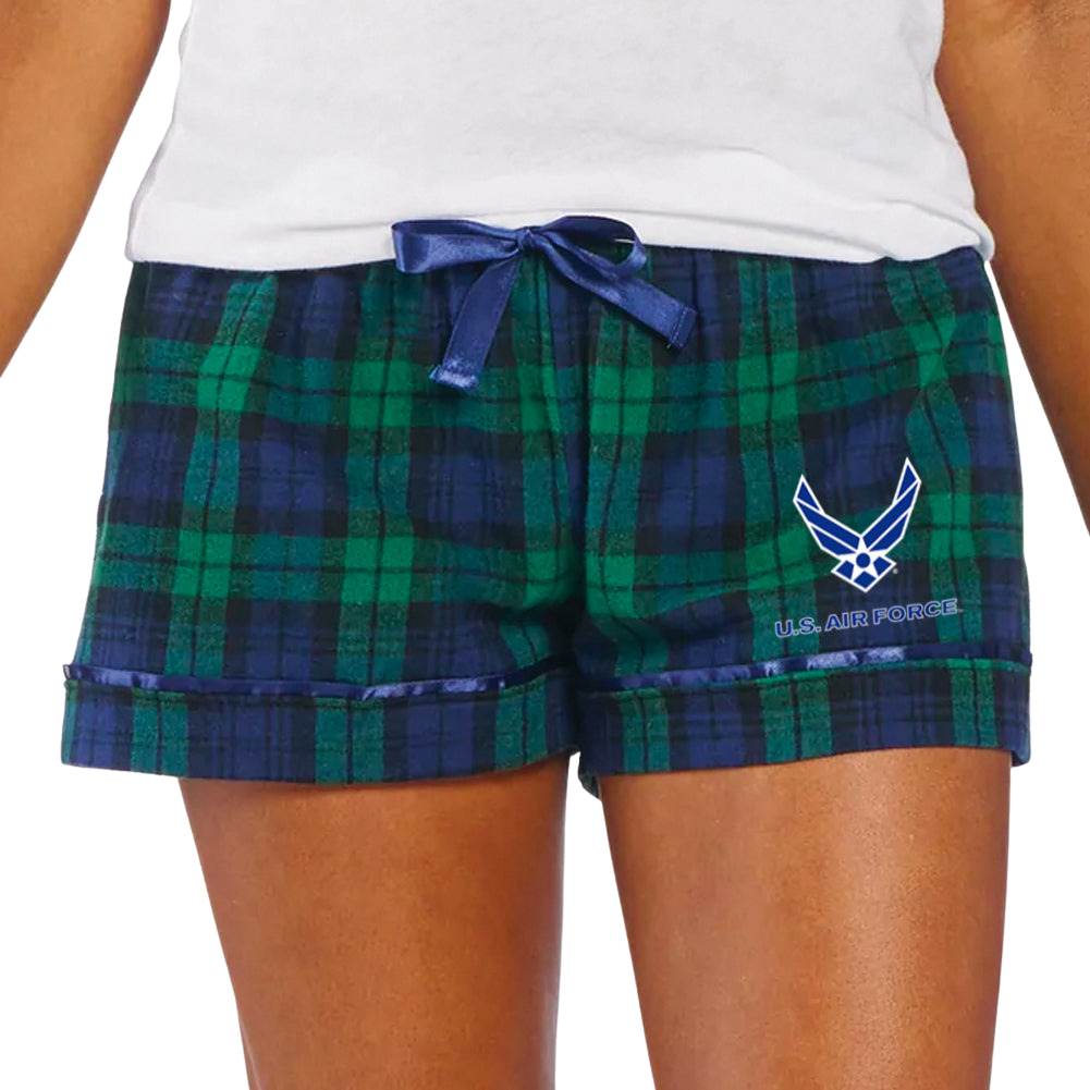 Air Force Ladies Wings Logo Flannel Shorts (Blackwatch)