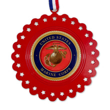 Load image into Gallery viewer, United States Marines Seal Circle Stars Ornament (Red)