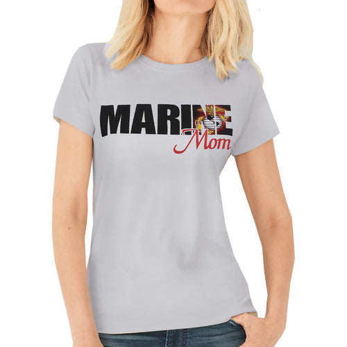 Marine Ladies EGA Mom T-Shirt (Silver)