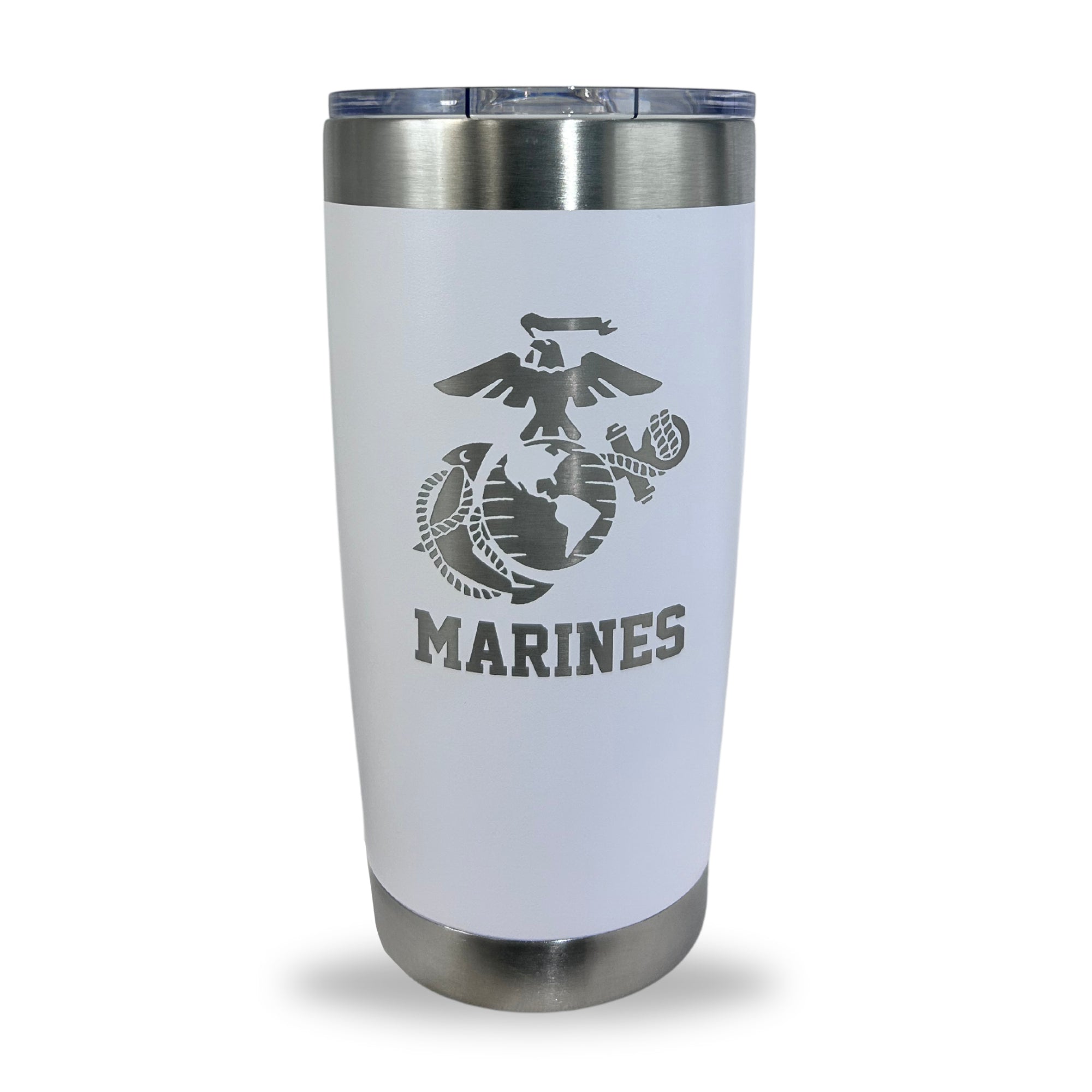 Marines EGA Stainless Steel Laser Etched 20oz Tumbler (White)