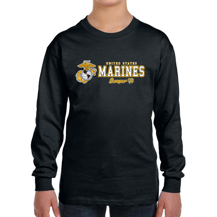 Marines Youth Semper Fi Chest Print Long Sleeve T-Shirt