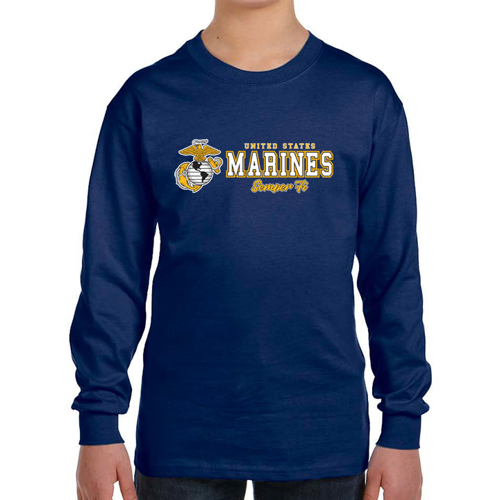 Marines Youth Semper Fi Chest Print Long Sleeve T-Shirt