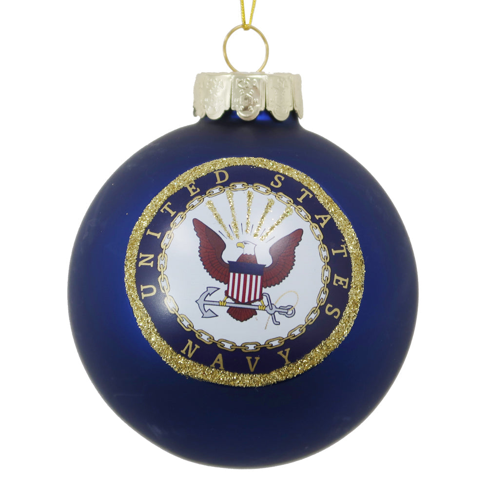 United States Navy Seal Glass Ball Ornament (Navy)