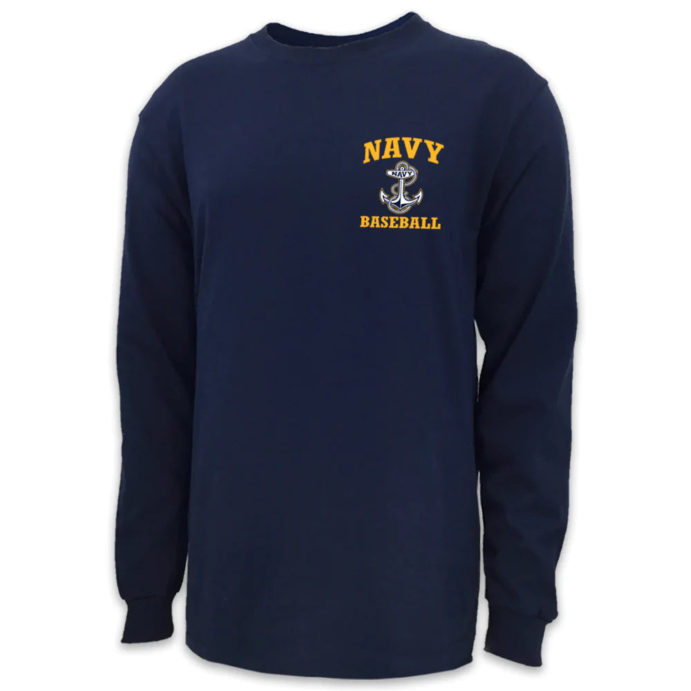 Navy Anchor Baseball Long Sleeve T-Shirt