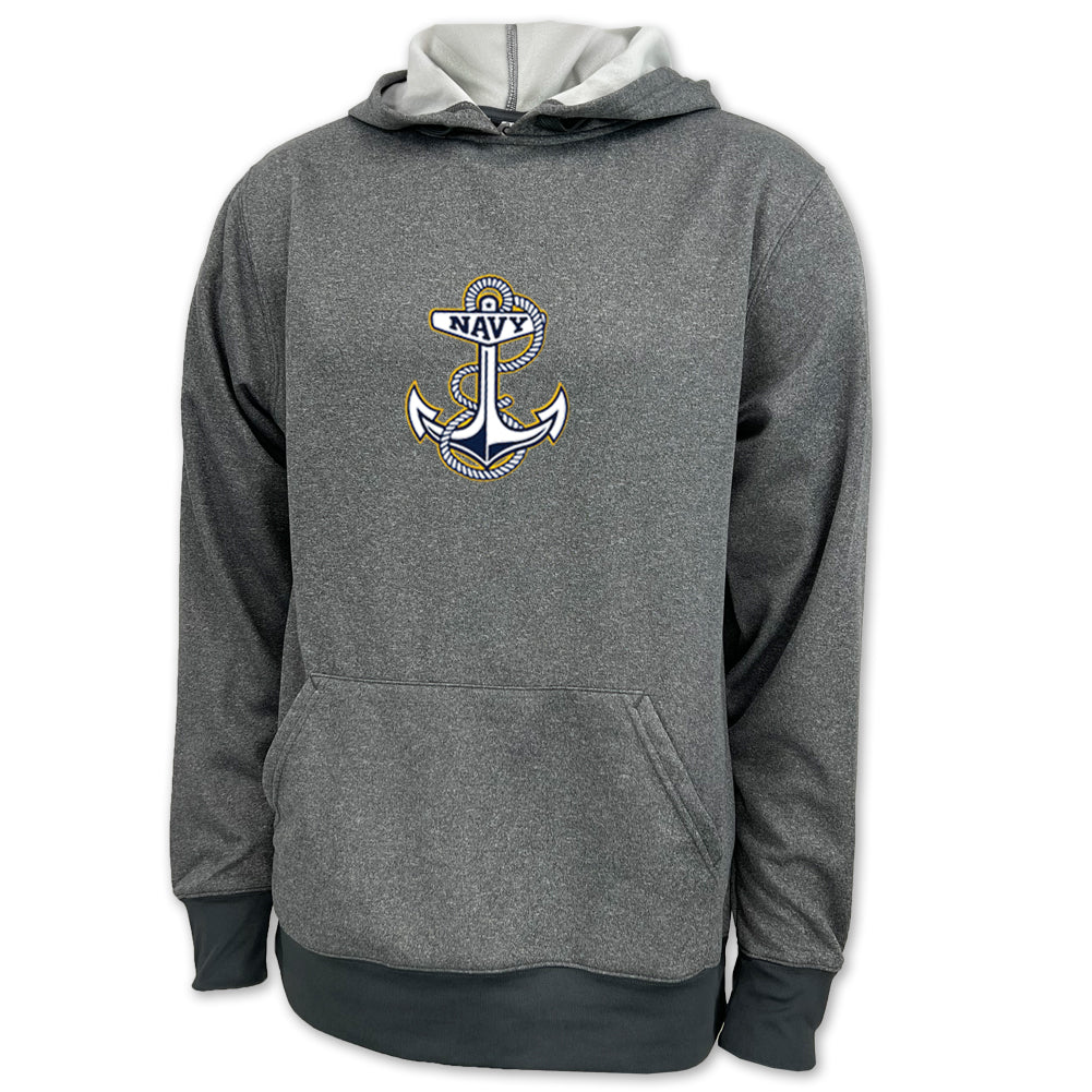 Navy Anchor Center Chest Performance Hood (grey)