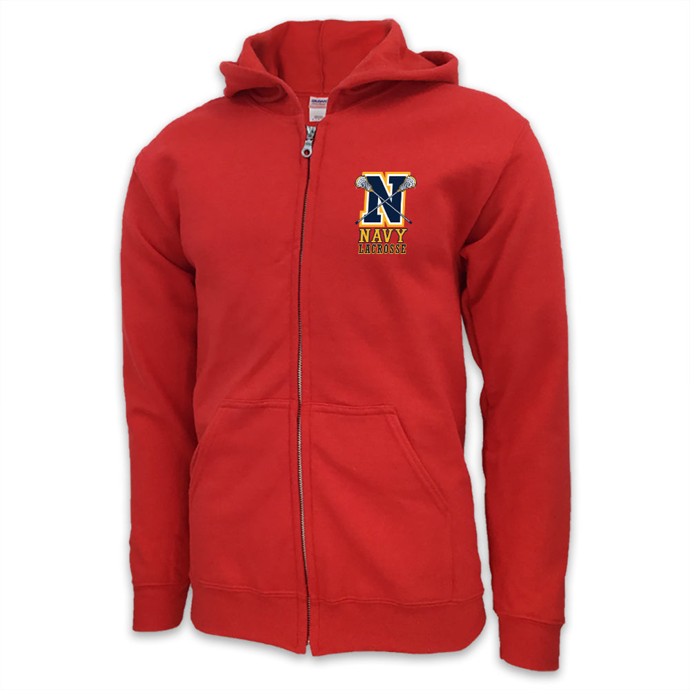 Navy Lacrosse Logo Full Zip Hood