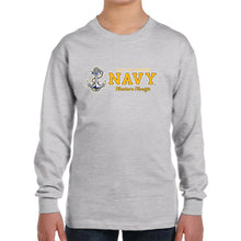 Load image into Gallery viewer, Navy Youth Anchors Aweigh Chest Print Long Sleeve T-Shirt