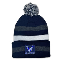Load image into Gallery viewer, Air Force Wings Primetime Knit Pom Beanie (Navy)