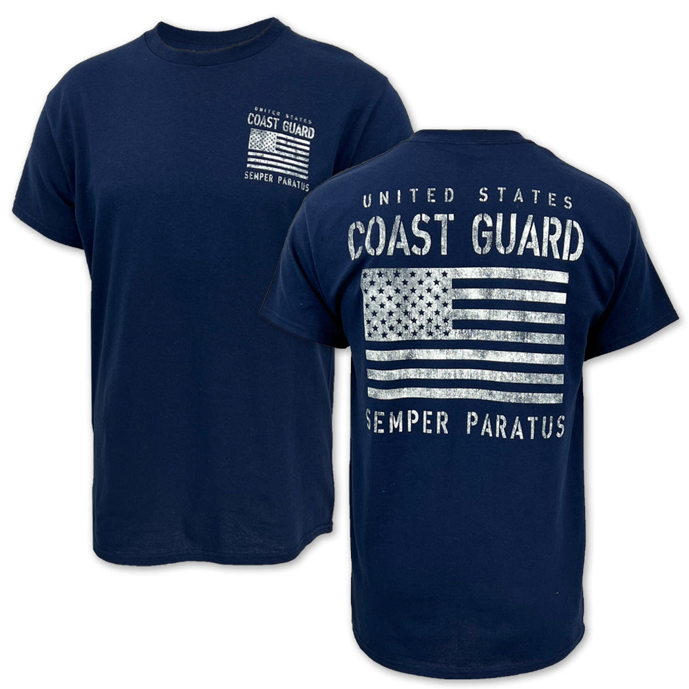 Coast Guard Distressed Flag T-Shirt (Navy)