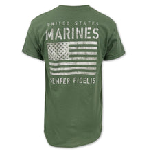 Load image into Gallery viewer, USMC Distressed Flag T-Shirt (OD Green)