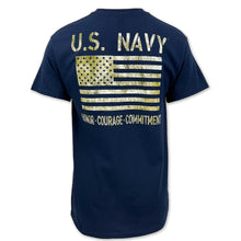 Load image into Gallery viewer, Navy Distressed Flag T-Shirt (Navy)