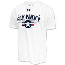 Load image into Gallery viewer, Navy Under Armour Fly Navy Tech T-Shirt (White)