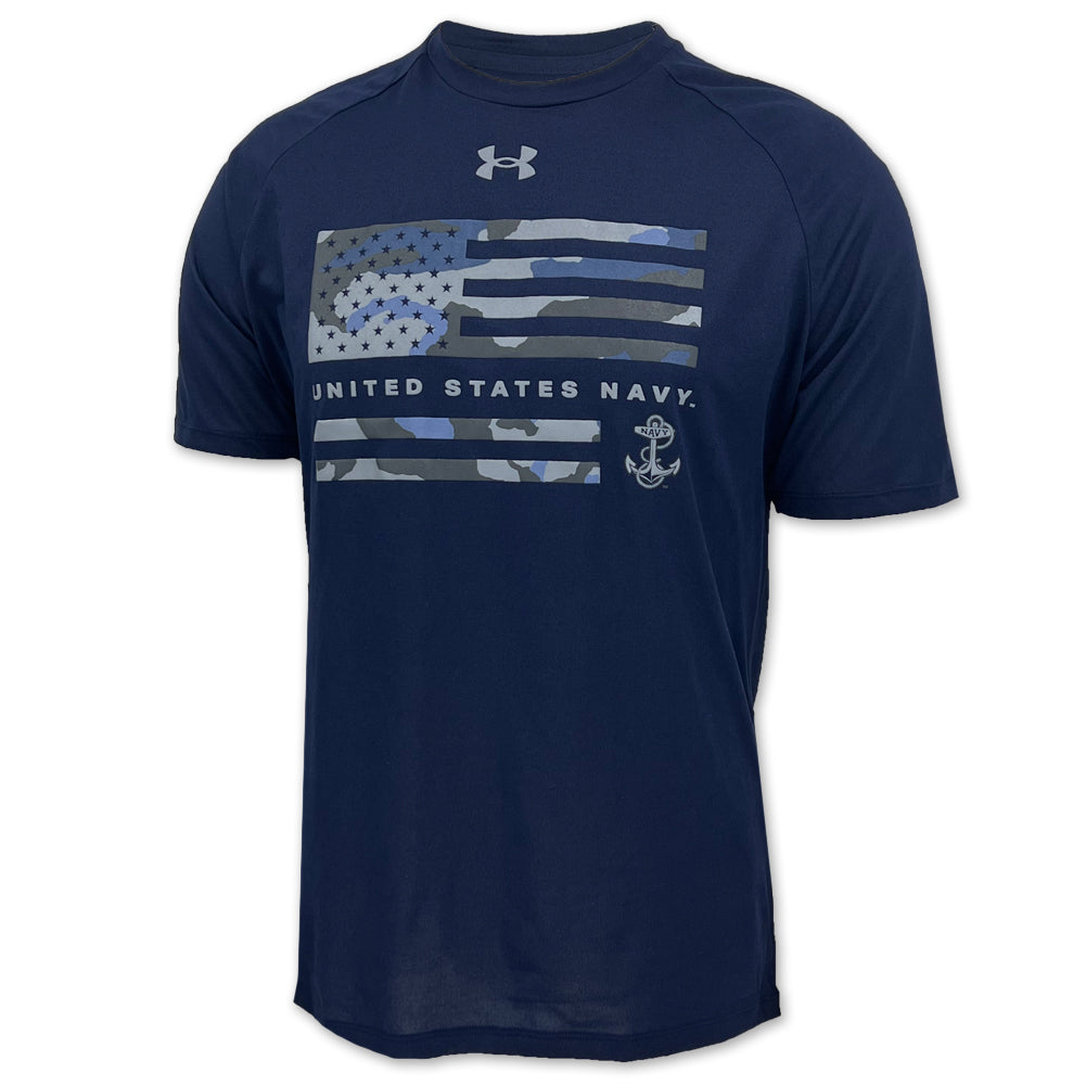 United States Navy Under Armour Camo Flag Tech T-Shirt (Navy)