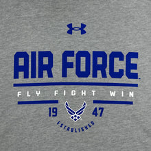 Load image into Gallery viewer, Air Force Under Armour Fly Fight Win T-Shirt (Steel Heather)