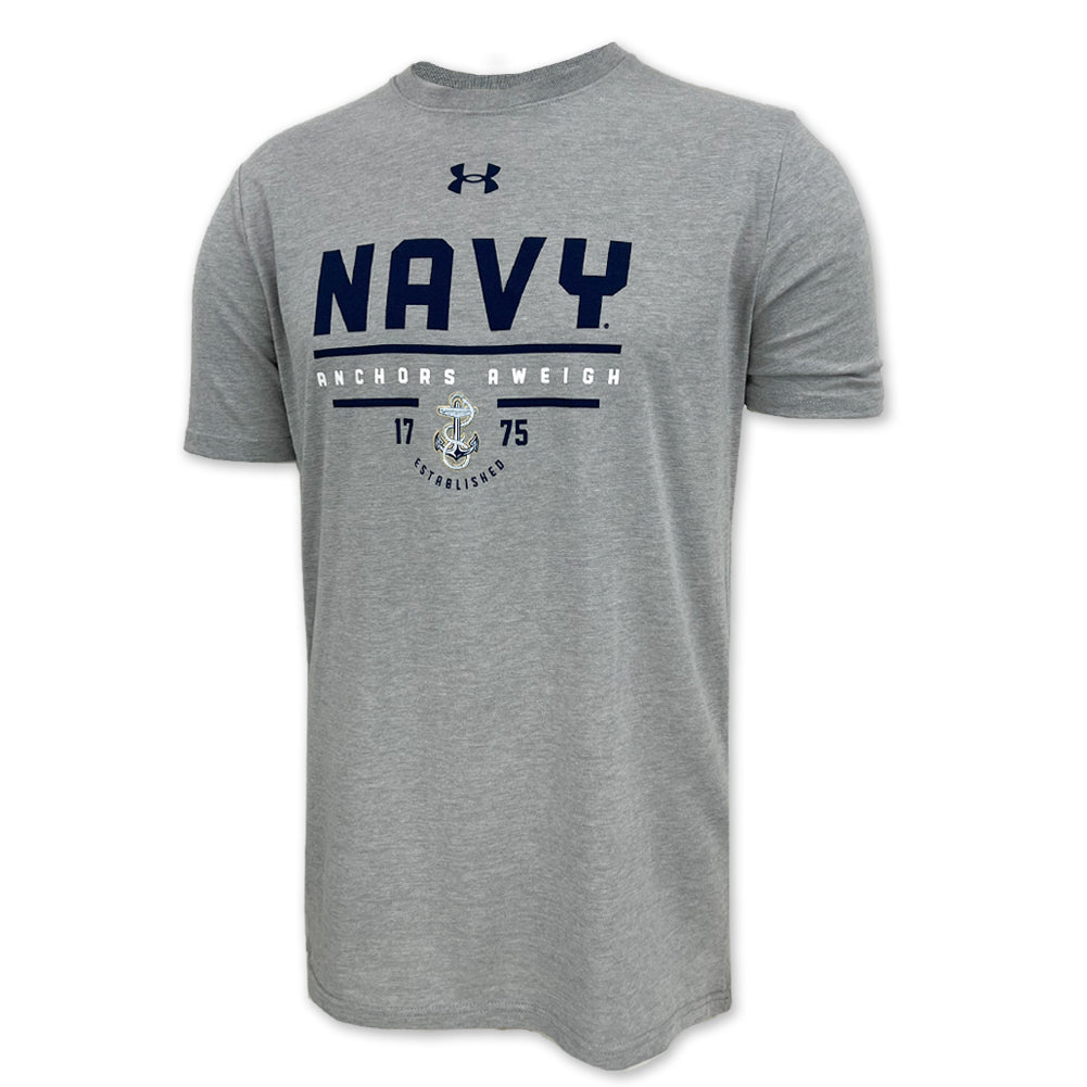 Navy Under Armour Anchors Aweigh T-Shirt (Steel Heather)