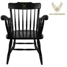 Load image into Gallery viewer, Air Force Wings Wooden Captain Chair (All Black)