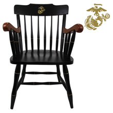 Load image into Gallery viewer, Marines EGA Wooden Captain Chair (Black with Cherry Arms)