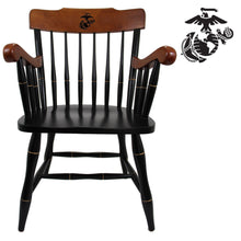 Load image into Gallery viewer, Marines EGA Wooden Captain Chair (Black - Cherry Arms &amp; Crown)
