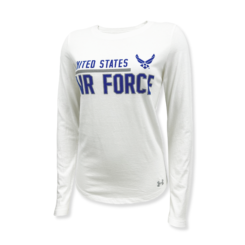 United States Air Force Ladies Under Armour Long Sleeve T-Shirt (White)