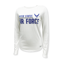 Load image into Gallery viewer, United States Air Force Ladies Under Armour Long Sleeve T-Shirt (White)