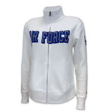 Load image into Gallery viewer, Air Force Ladies Under Armour Distressed Fleece Full Zip (White)