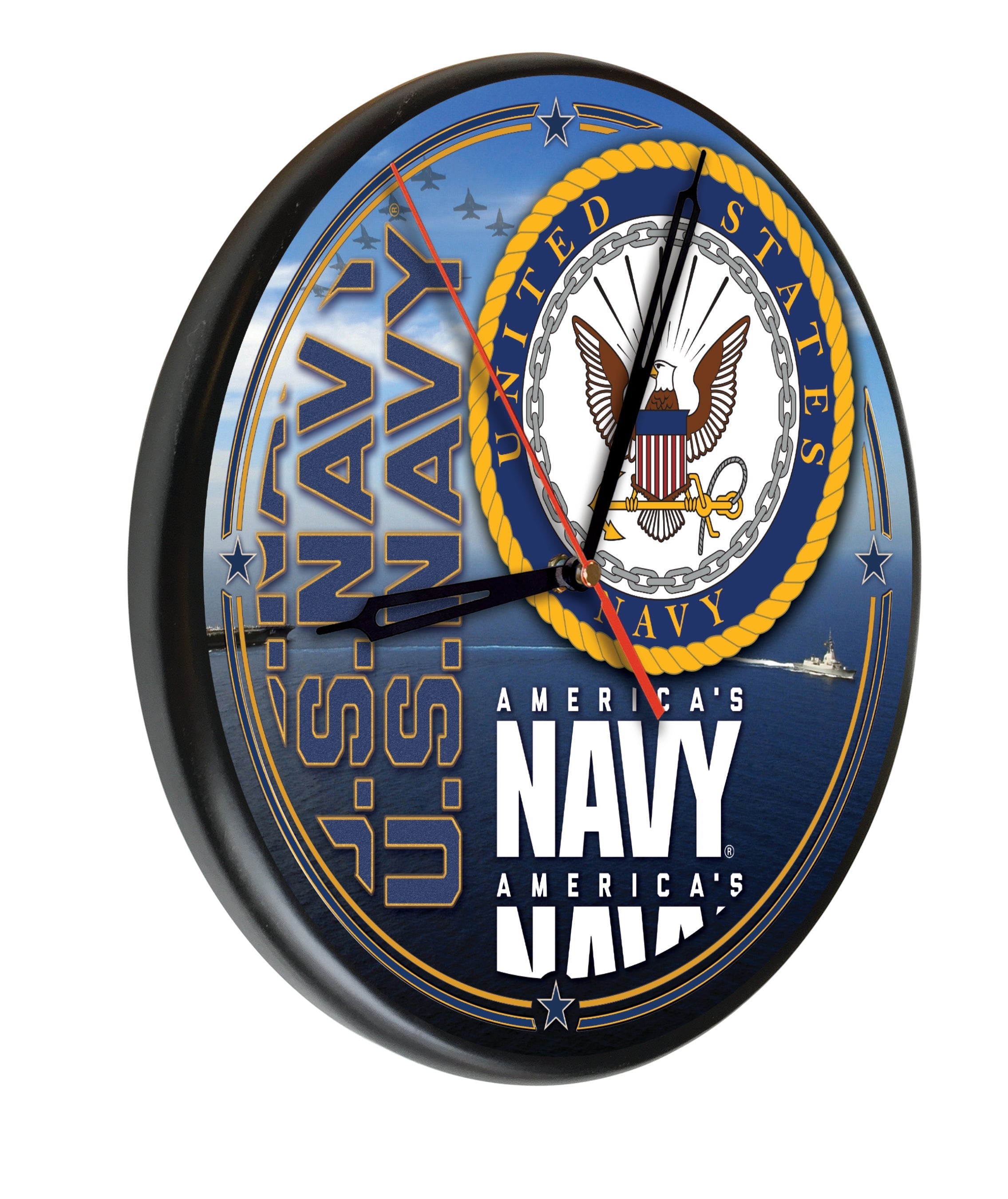 United States Navy Solid Wood Clock
