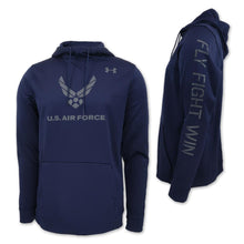 Load image into Gallery viewer, AIR FORCE UNDER ARMOUR FLY FIGHT WIN ARMOUR FLEECE HOOD (NAVY) 3