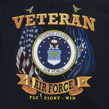 Load image into Gallery viewer, Air Force Veteran Seal Flags T-Shirt (Black)