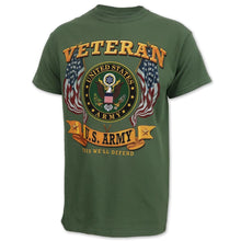 Load image into Gallery viewer, ARMY VETERAN SEAL FLAGS T-SHIRT (OD GREEN)