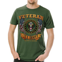 Load image into Gallery viewer, ARMY VETERAN SEAL FLAGS T-SHIRT (OD GREEN) 2