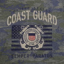 Load image into Gallery viewer, COAST GUARD LADIES VINTAGE STENCIL T-SHIRT (CAMO)