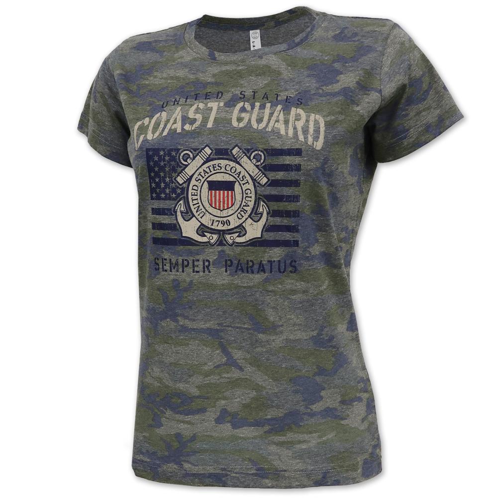 COAST GUARD LADIES VINTAGE STENCIL T-SHIRT (CAMO) 1