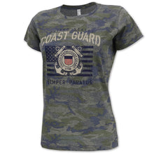 Load image into Gallery viewer, COAST GUARD LADIES VINTAGE STENCIL T-SHIRT (CAMO) 1