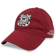 Load image into Gallery viewer, COAST GUARD SEAL VETERAN TWILL HAT (RED) 3