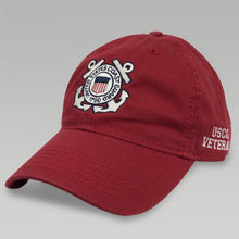 Load image into Gallery viewer, COAST GUARD SEAL VETERAN TWILL HAT (RED)