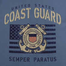 Load image into Gallery viewer, COAST GUARD VINTAGE STENCIL T-SHIRT (INDIGO BLUE)