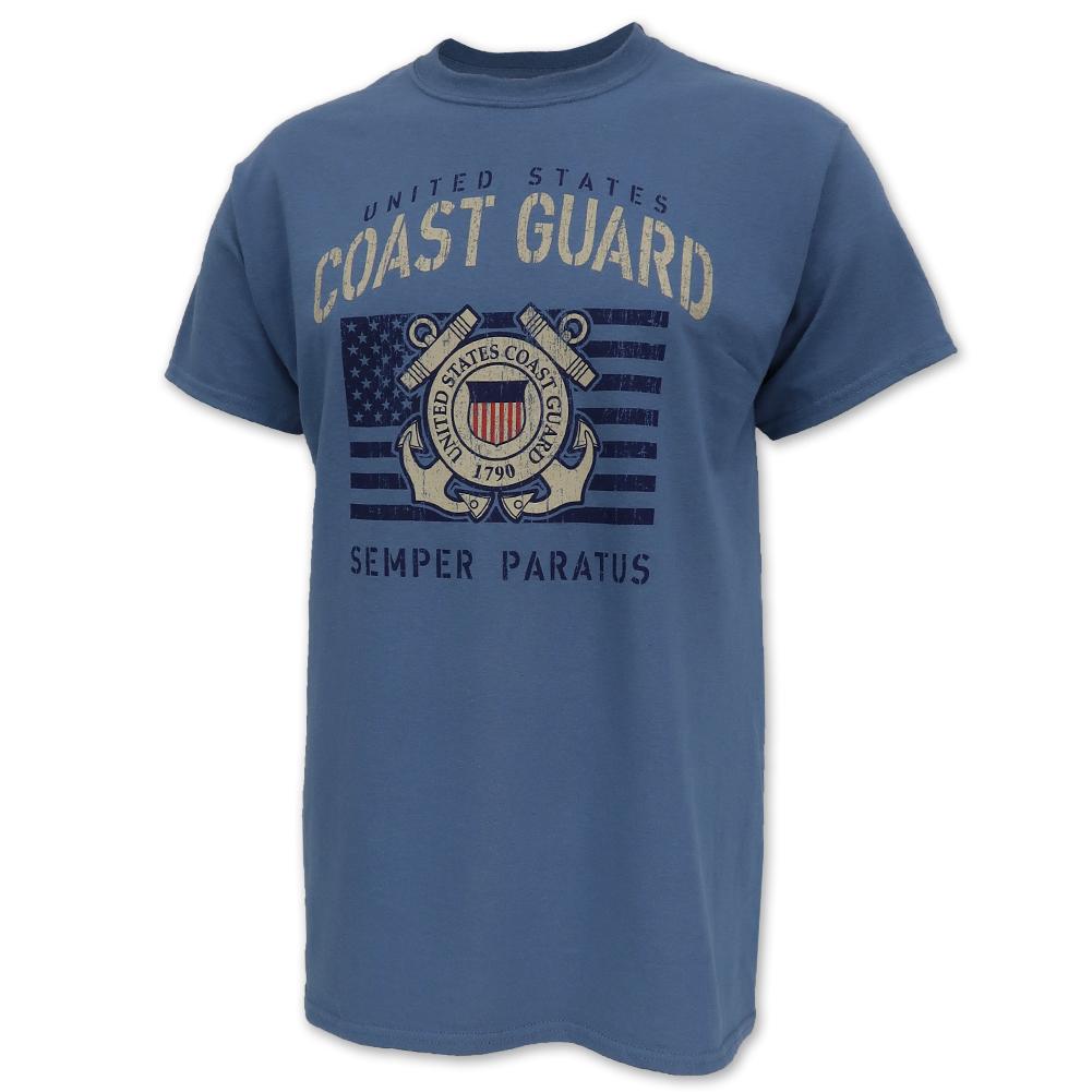 COAST GUARD VINTAGE STENCIL T-SHIRT (INDIGO BLUE) 1