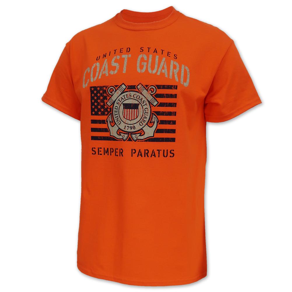 COAST GUARD VINTAGE STENCIL T-SHIRT (ORANGE) 1