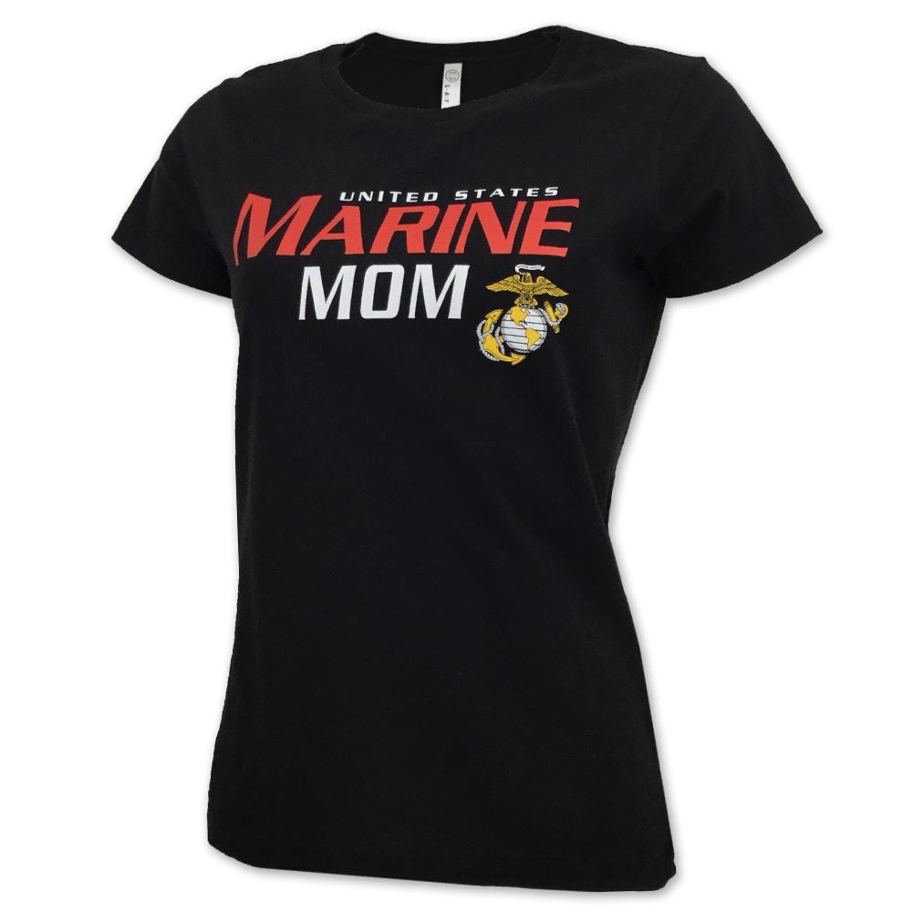 LADIES UNITED STATES MARINE MOM T-SHIRT (BLACK) 2