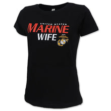 Load image into Gallery viewer, Ladies United States Marine Wife T-Shirt (Black)