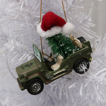 Load image into Gallery viewer, MARINE CORPS VEHICLE WITH CHRISTMAS TREE ORNAMENT