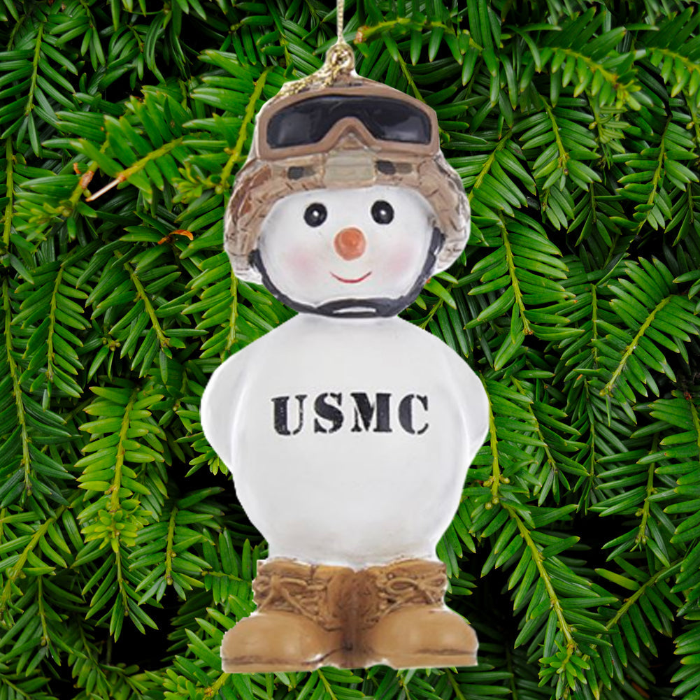MARINE CORPS SNOWMAN WITH BOOTS ORNAMENT 1