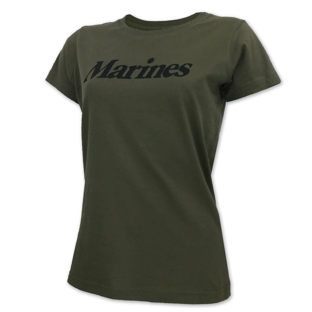 MARINES LADIES LOGO CORE T-SHIRT (OD GREEN)