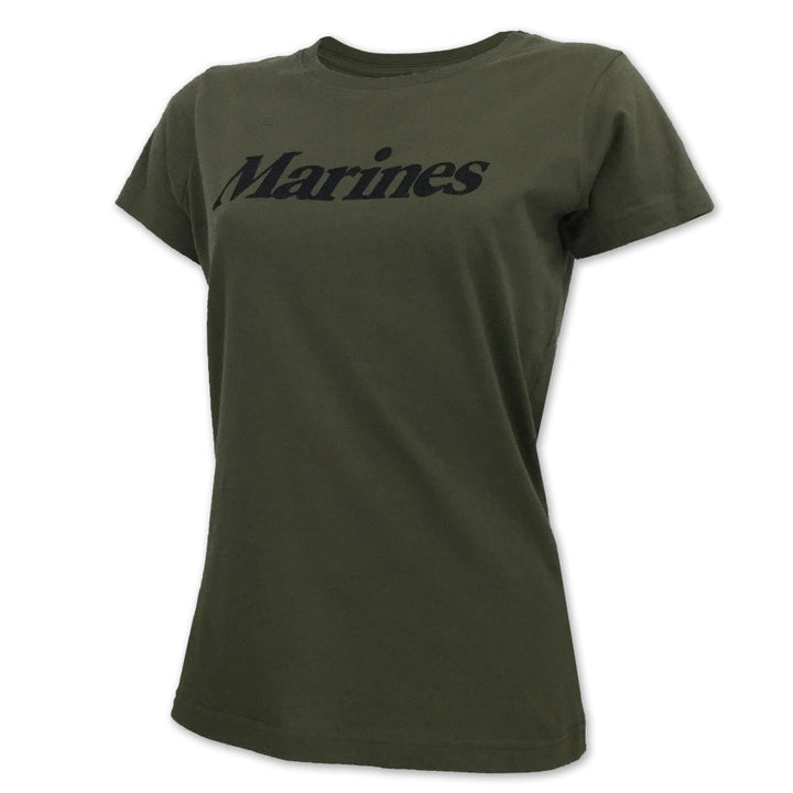 MARINES LADIES LOGO CORE T-SHIRT (OD GREEN)