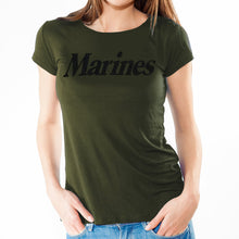 Load image into Gallery viewer, MARINES LADIES LOGO CORE T-SHIRT (OD GREEN) 2