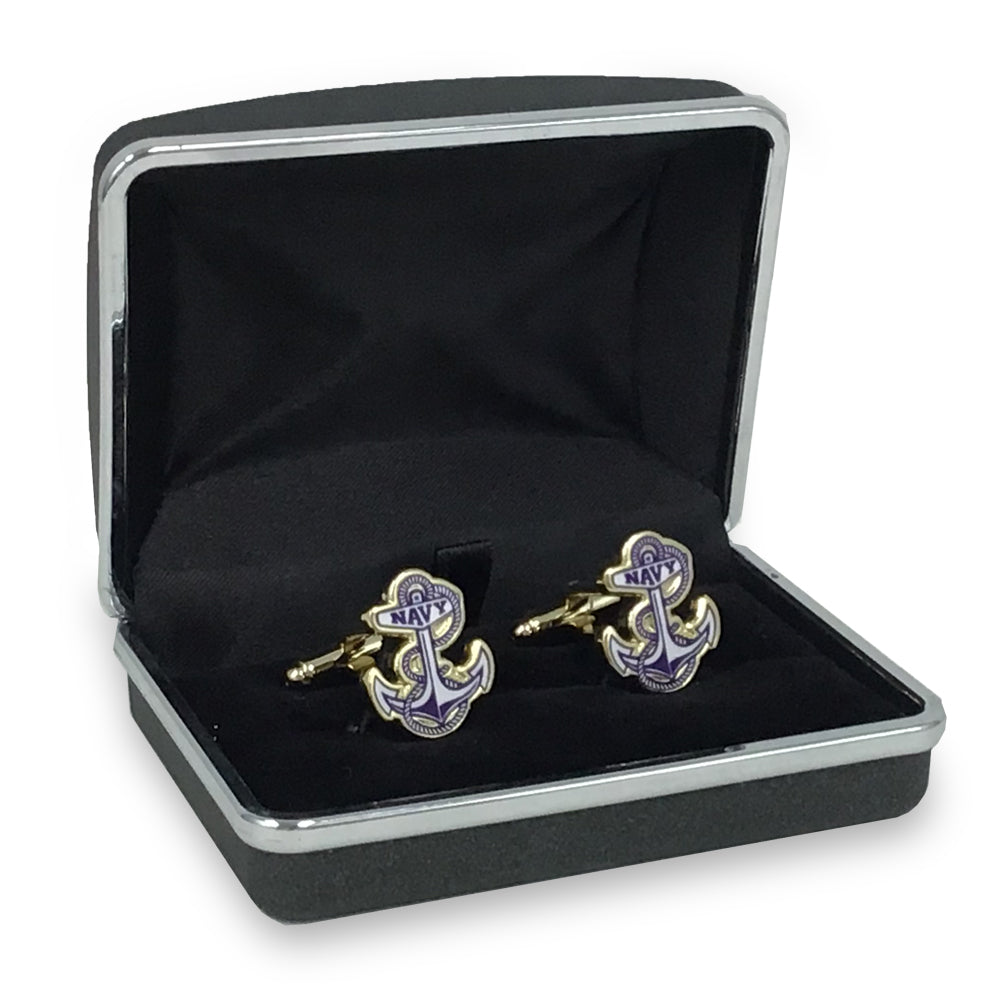 NAVY ANCHOR CUFFLINKS