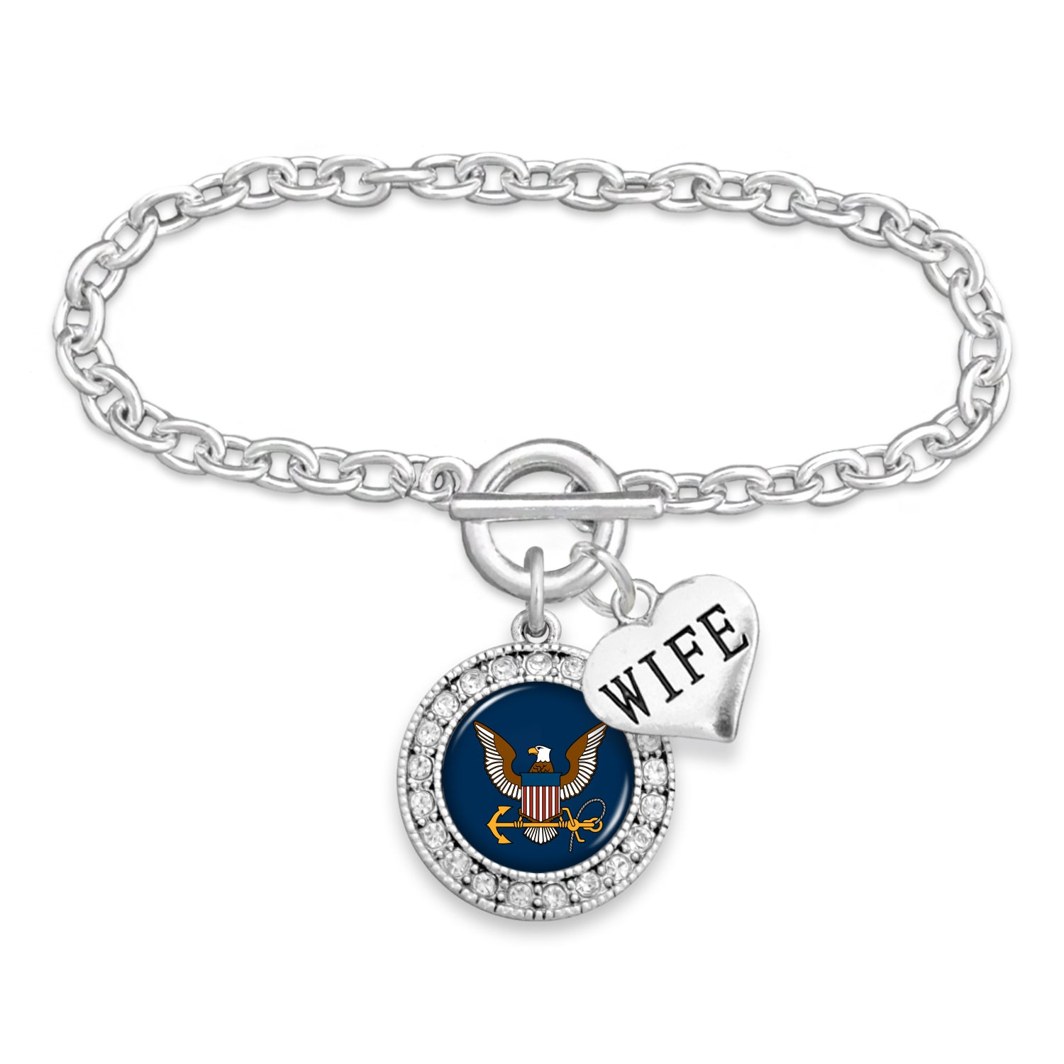 Navy Eagle Crystal Wife Bracelet